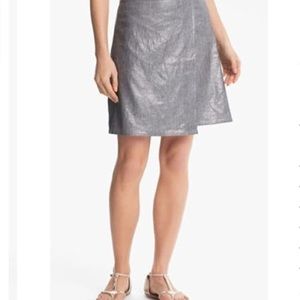 Eileen Fisher Glimmer Linen Faux Wrap Skirt - S